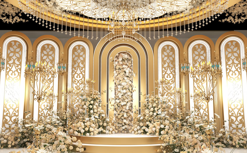 普格香槟色调婚礼堂效果展示